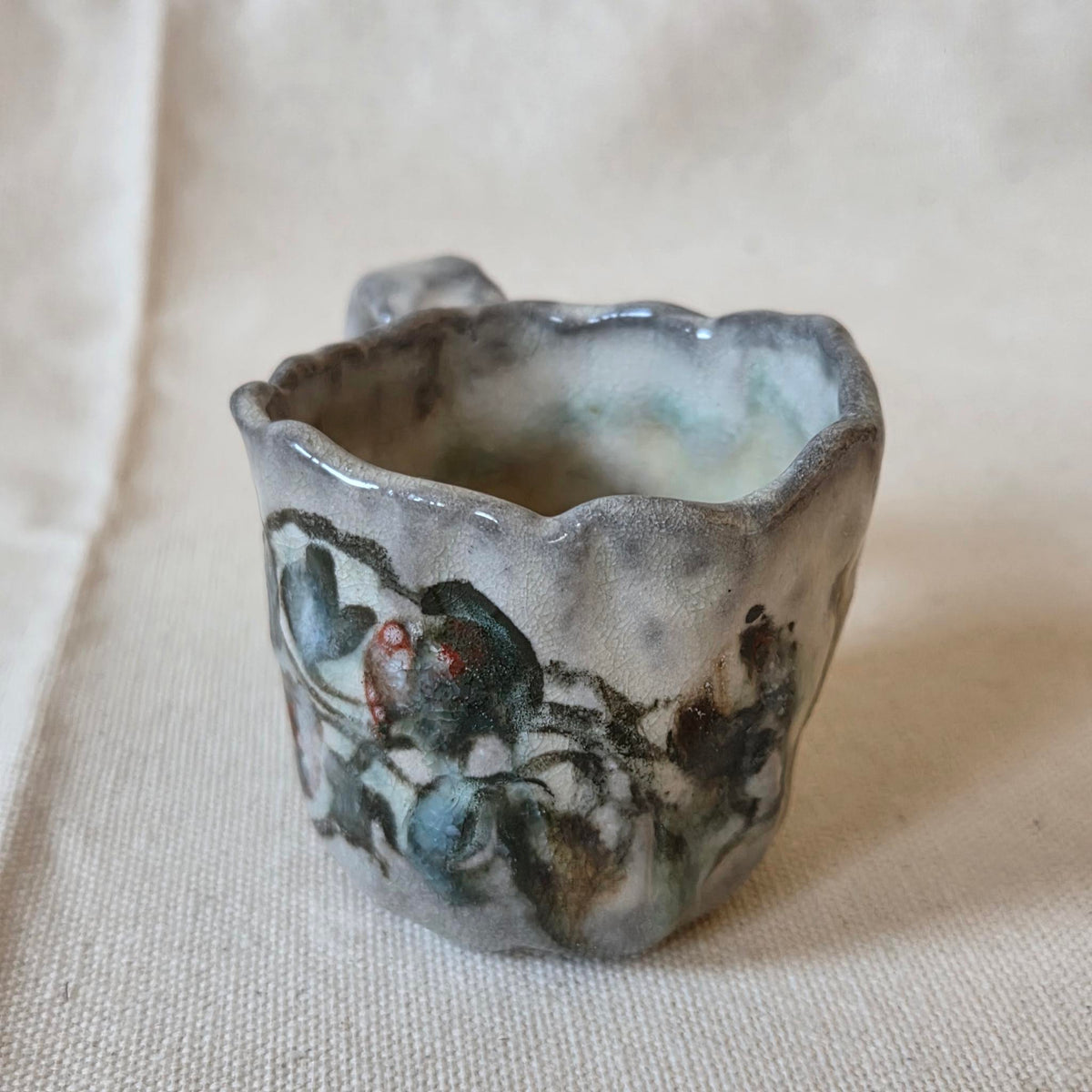 Coil-built Tiny Mug - Woodfired / Soda - Strawberry Season