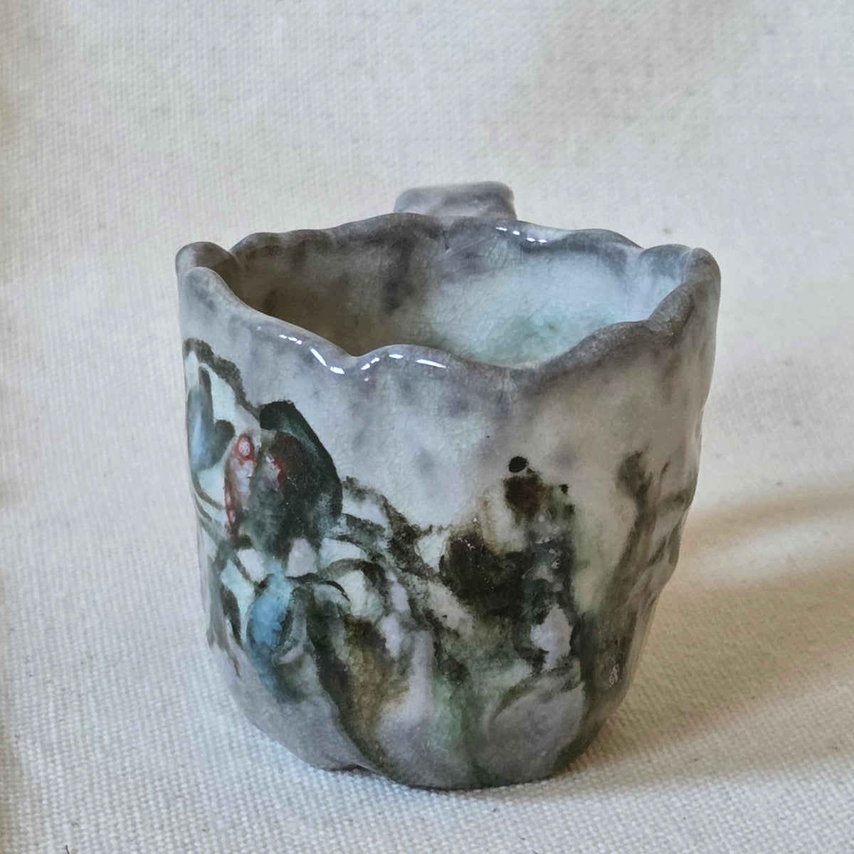 Coil-built Tiny Mug - Woodfired / Soda - Strawberry Season