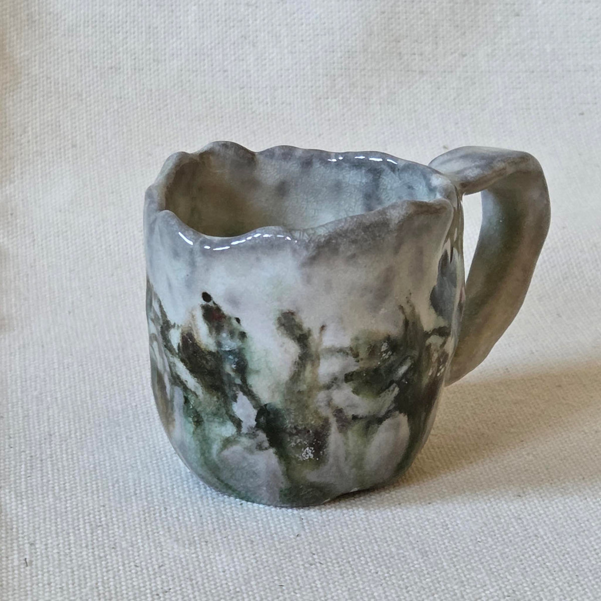 Coil-built Tiny Mug - Woodfired / Soda - Strawberry Season