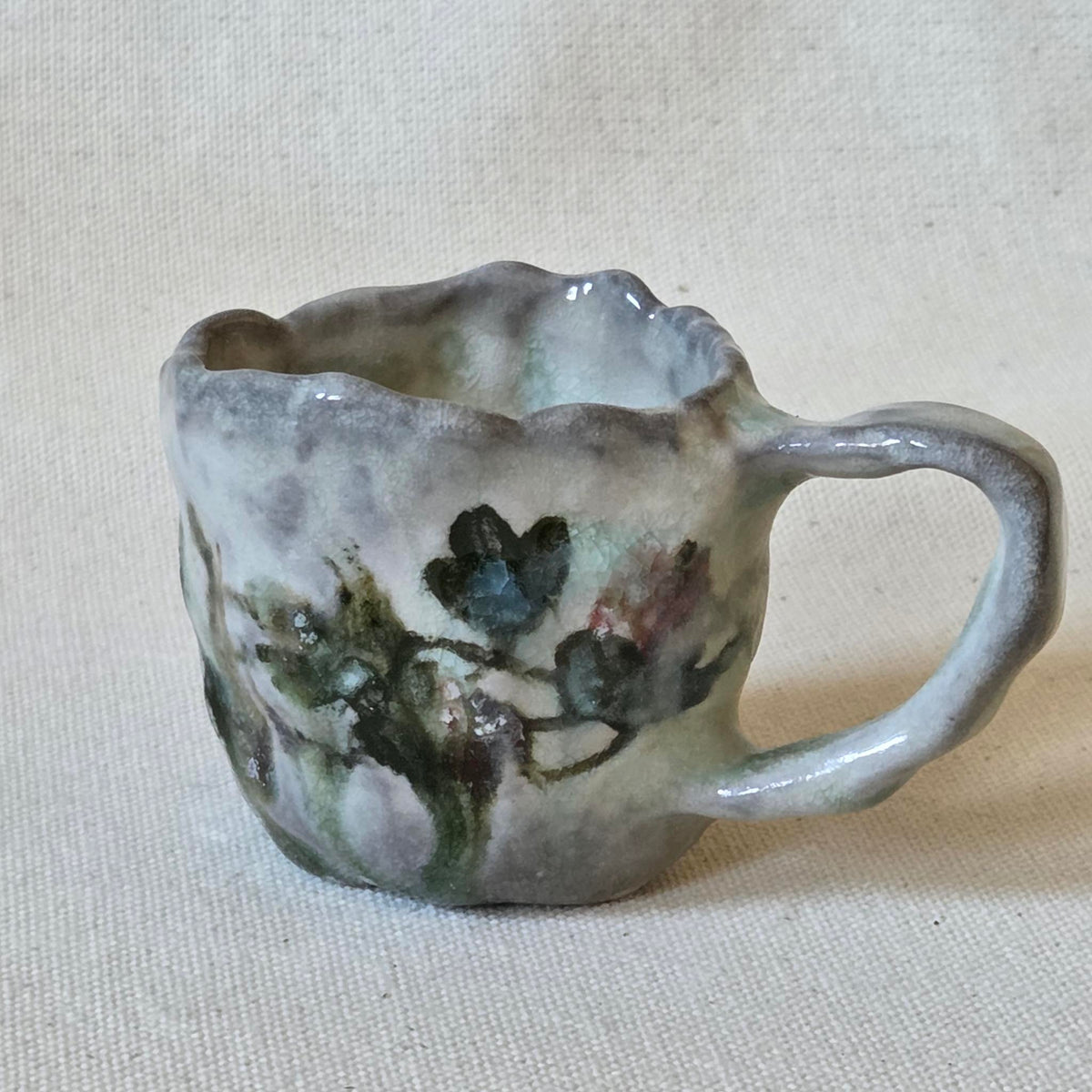 Coil-built Tiny Mug - Woodfired / Soda - Strawberry Season