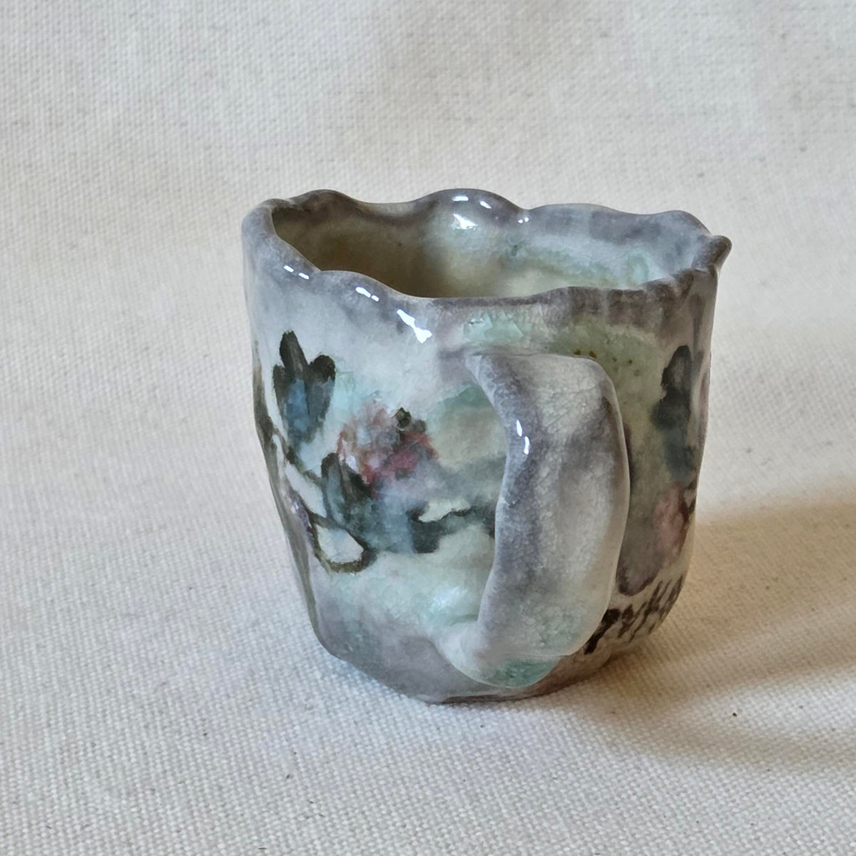 Coil-built Tiny Mug - Woodfired / Soda - Strawberry Season