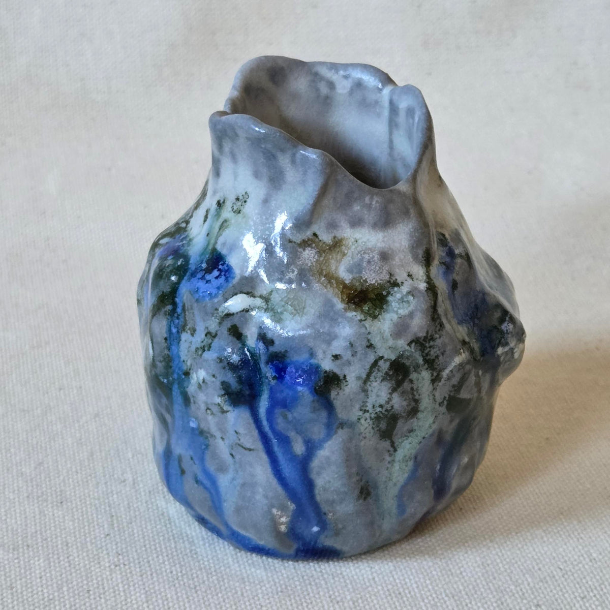 Coil-built Bud Vase - Woodfired / Soda - Blackberry Season i