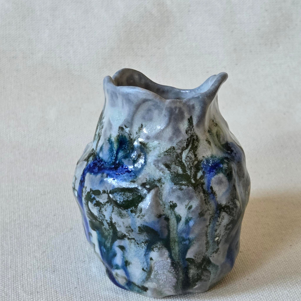 Coil-built Bud Vase - Woodfired / Soda - Blackberry Season i
