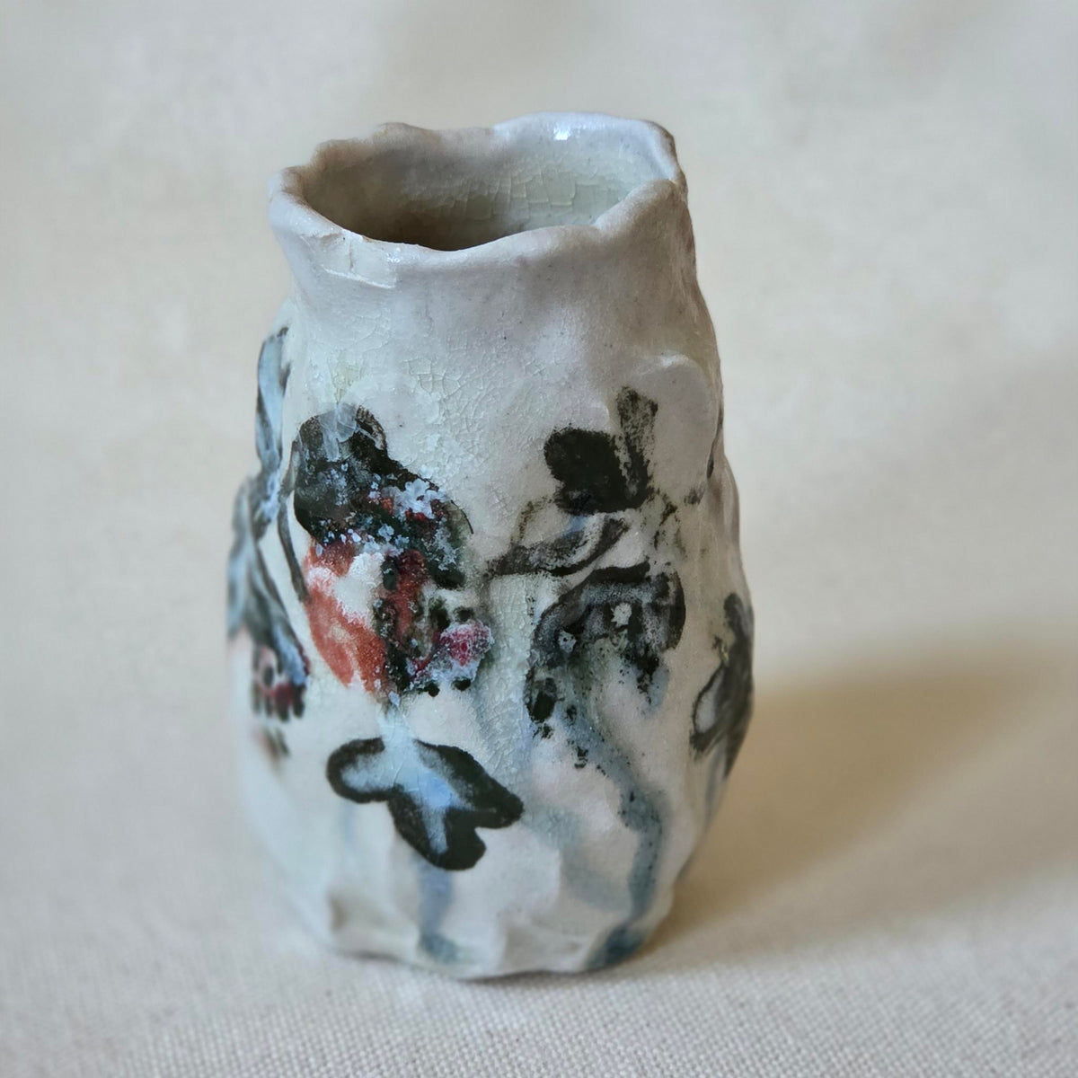 SECONDS - Coil-built Bud Vase - Woodfired / Soda - Strawberry Season