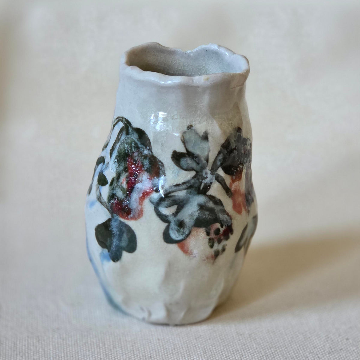 SECONDS - Coil-built Bud Vase - Woodfired / Soda - Strawberry Season