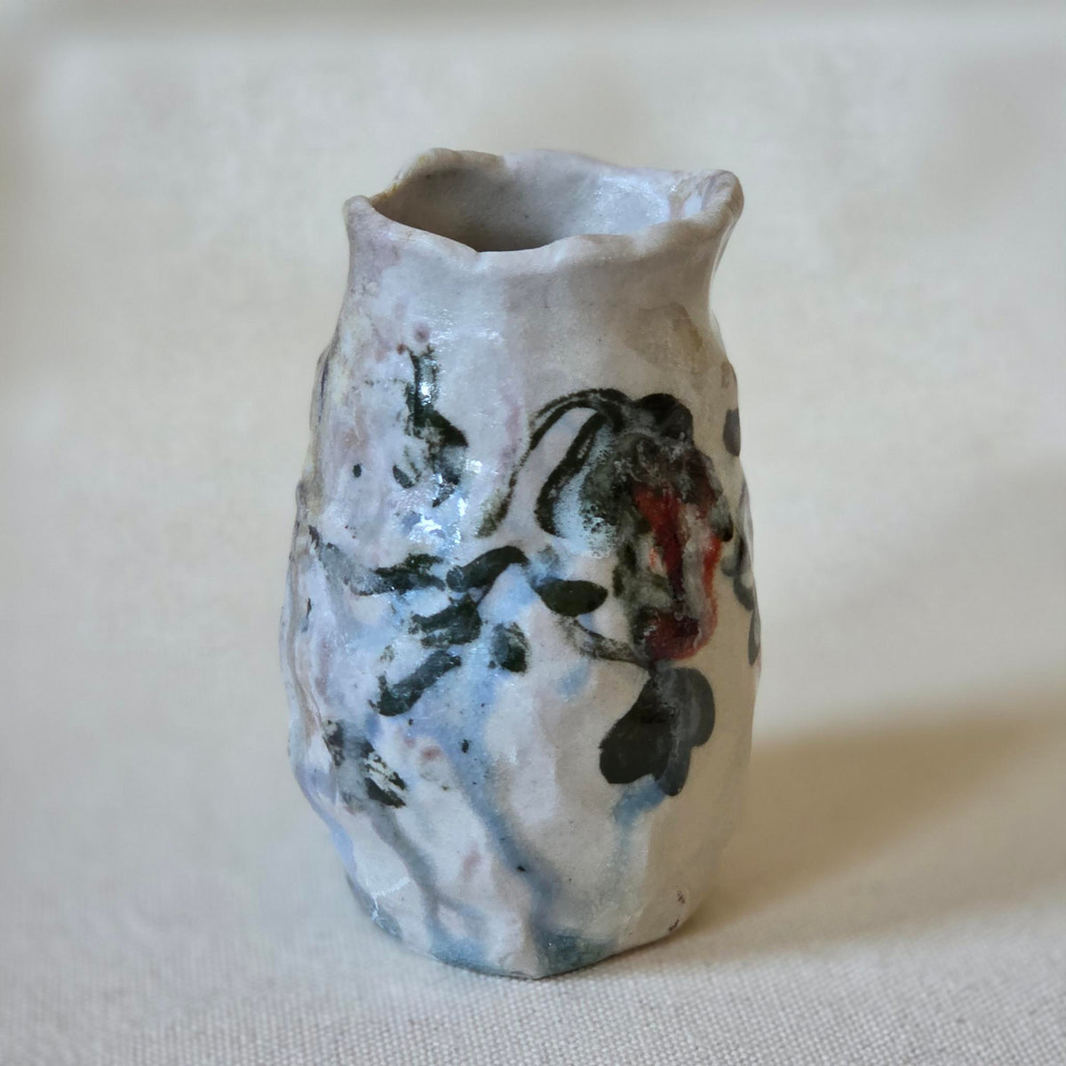 SECONDS - Coil-built Bud Vase - Woodfired / Soda - Strawberry Season