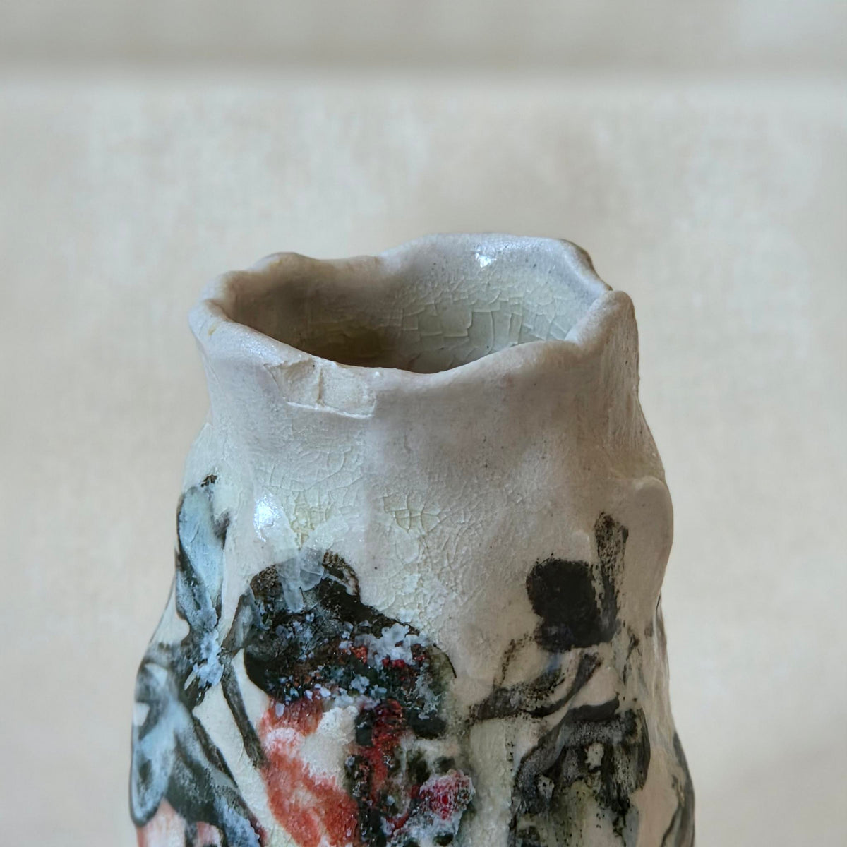 SECONDS - Coil-built Bud Vase - Woodfired / Soda - Strawberry Season