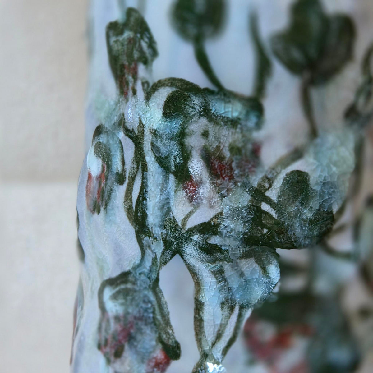 Coil-built Vase - Woodfired / Soda - Strawberry Season ii