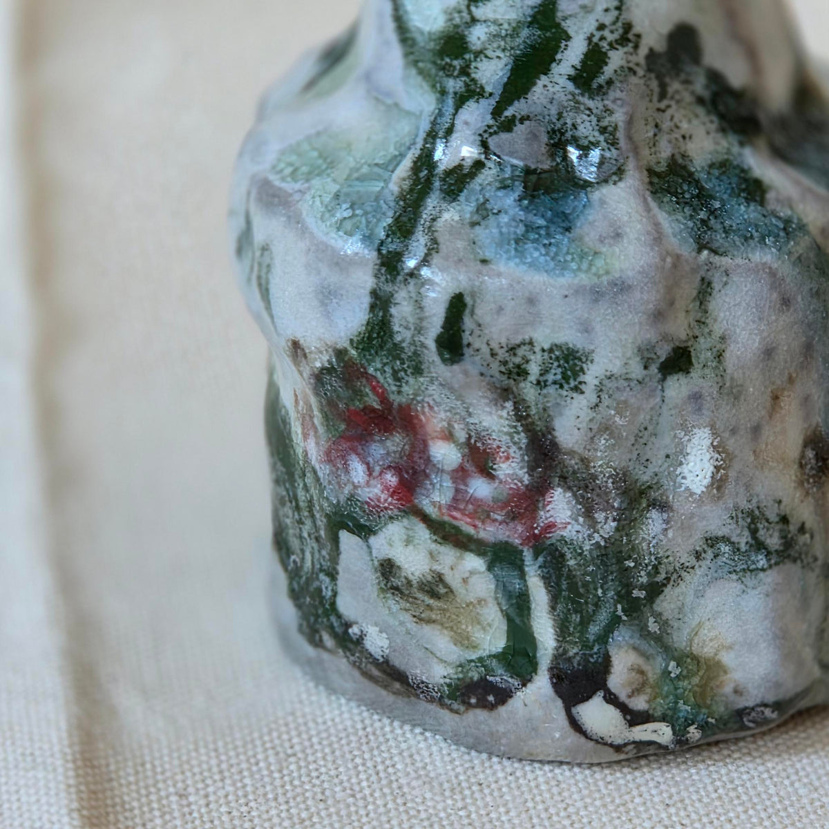 Coil-built Bud Vase - Woodfired / Soda - Cherry Season i