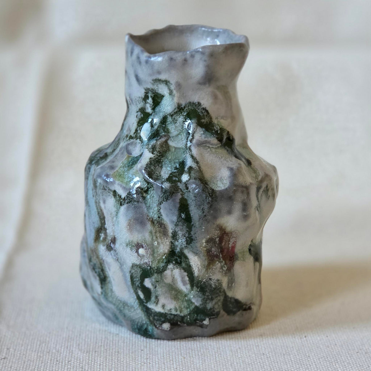Coil-built Bud Vase - Woodfired / Soda - Cherry Season i