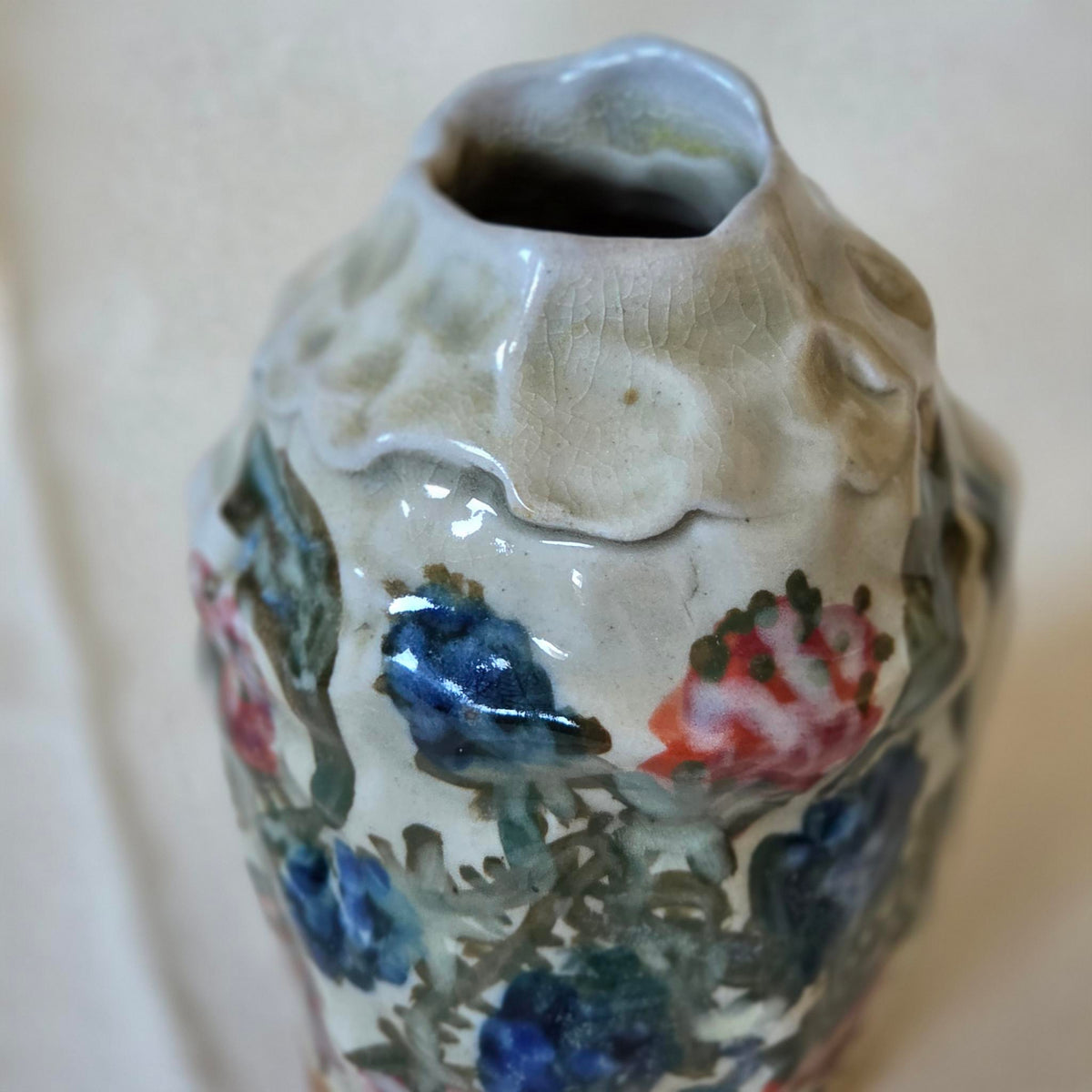 Coil-built Bud Vase - Woodfired / Soda - Blackberry Season ii