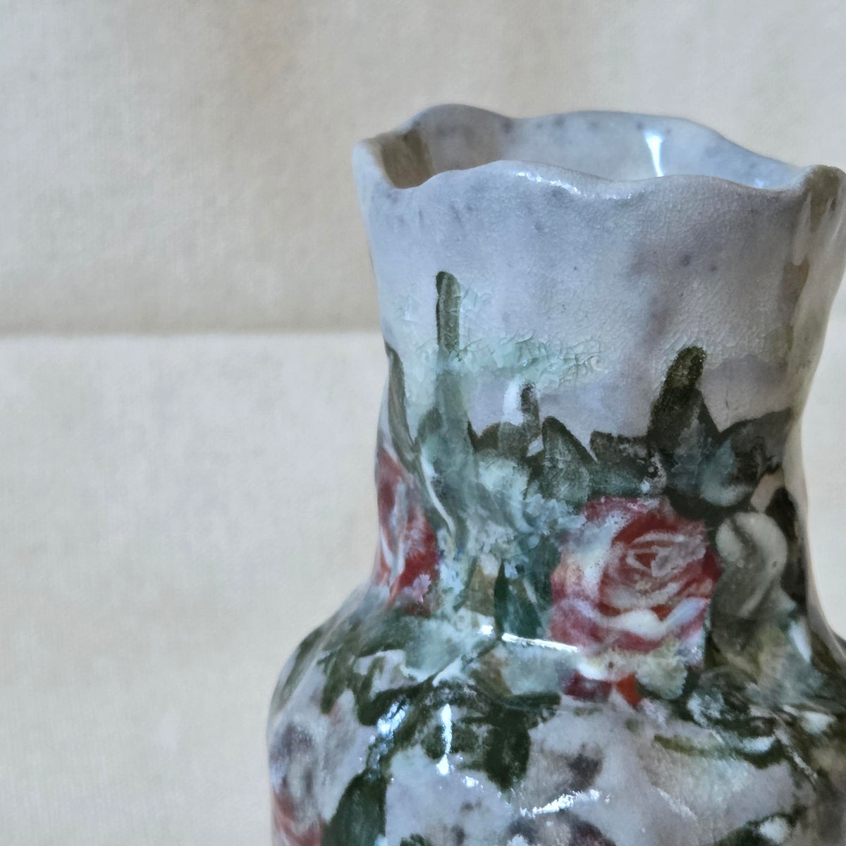 Coil-built Vase - Woodfired / Soda - Rose Season