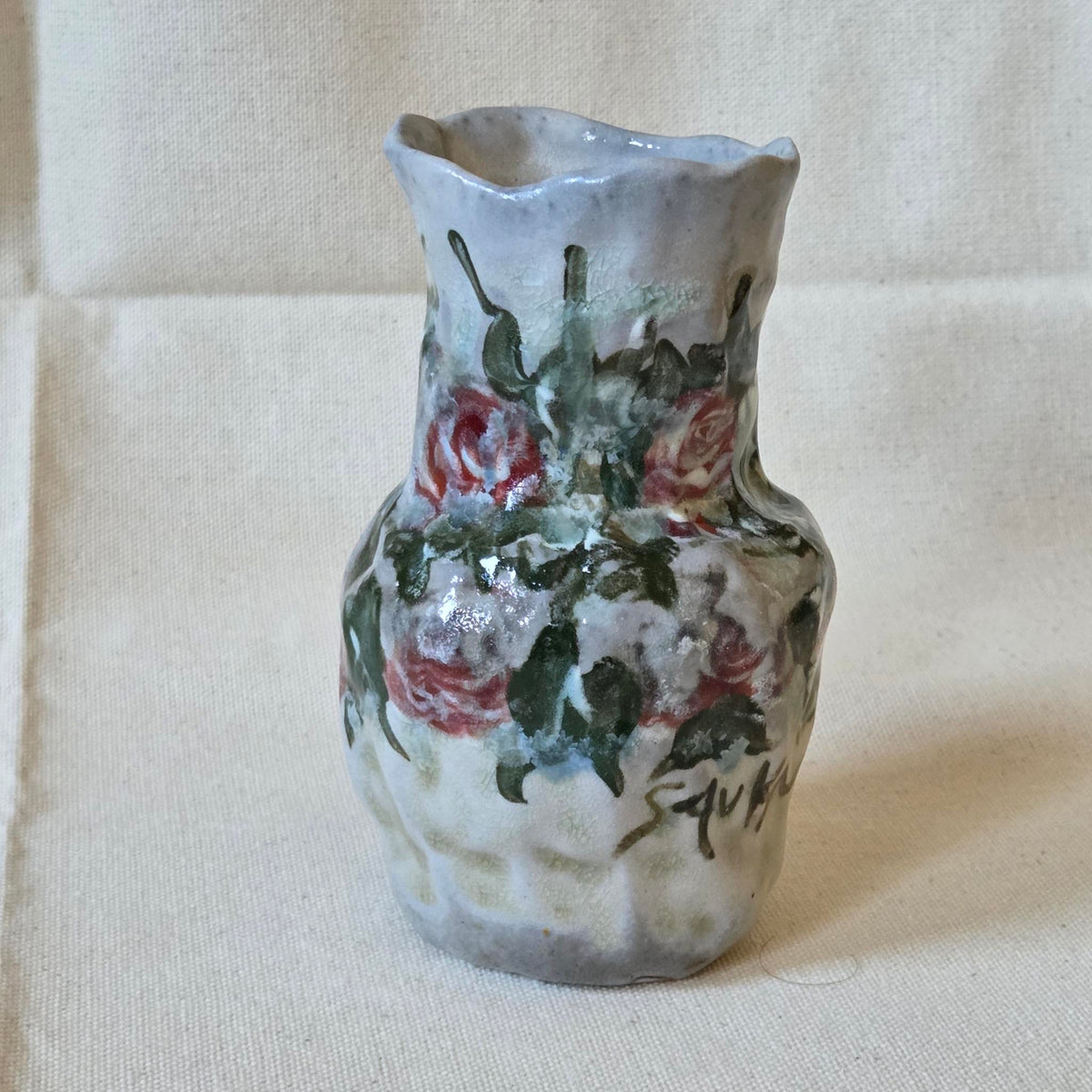 Coil-built Vase - Woodfired / Soda - Rose Season