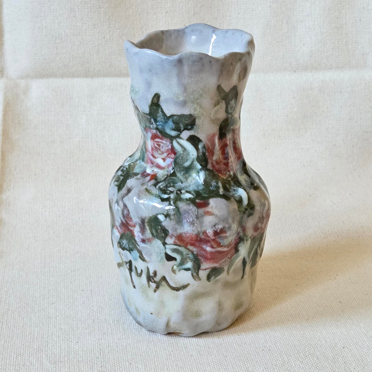 Coil-built Vase - Woodfired / Soda - Rose Season