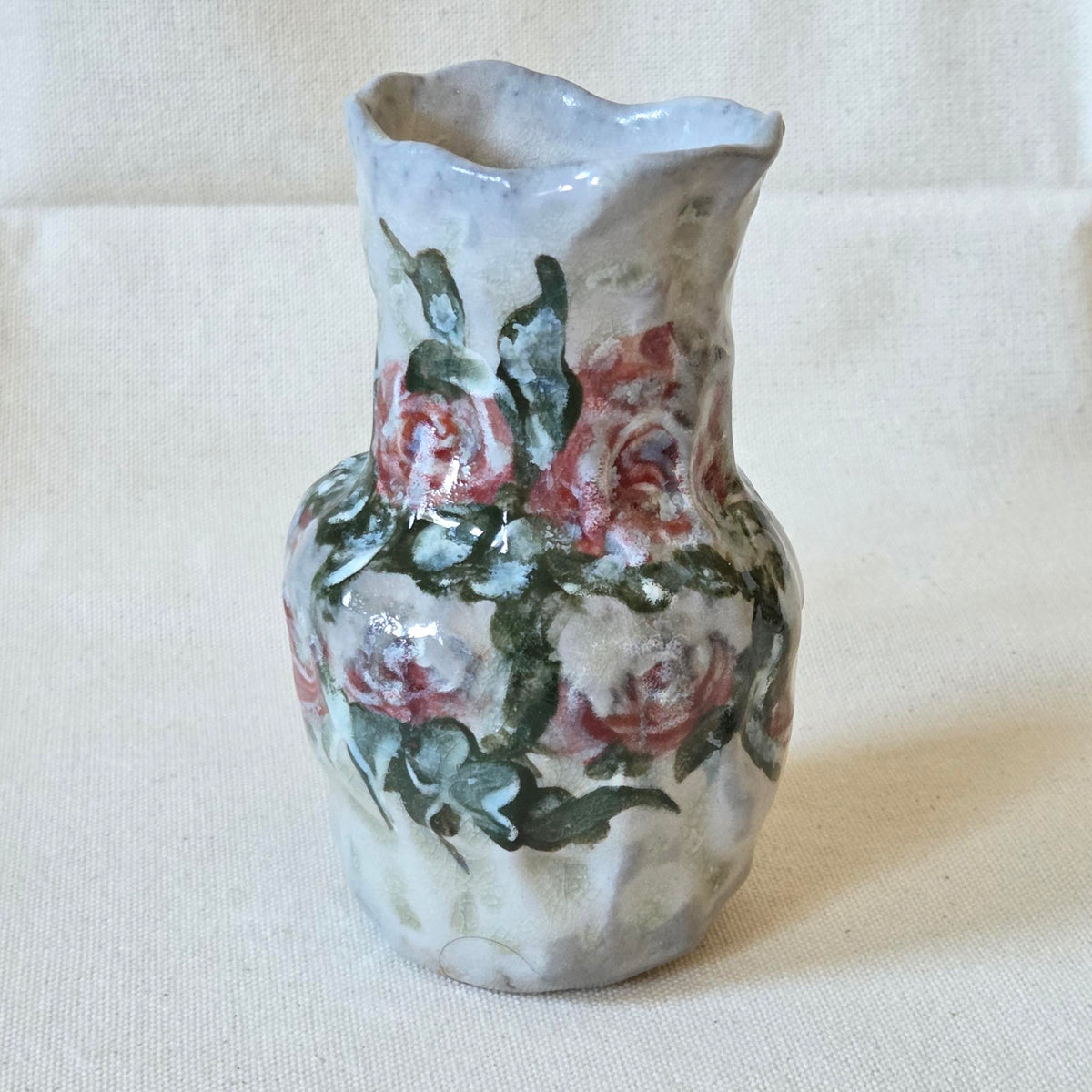 Coil-built Vase - Woodfired / Soda - Rose Season