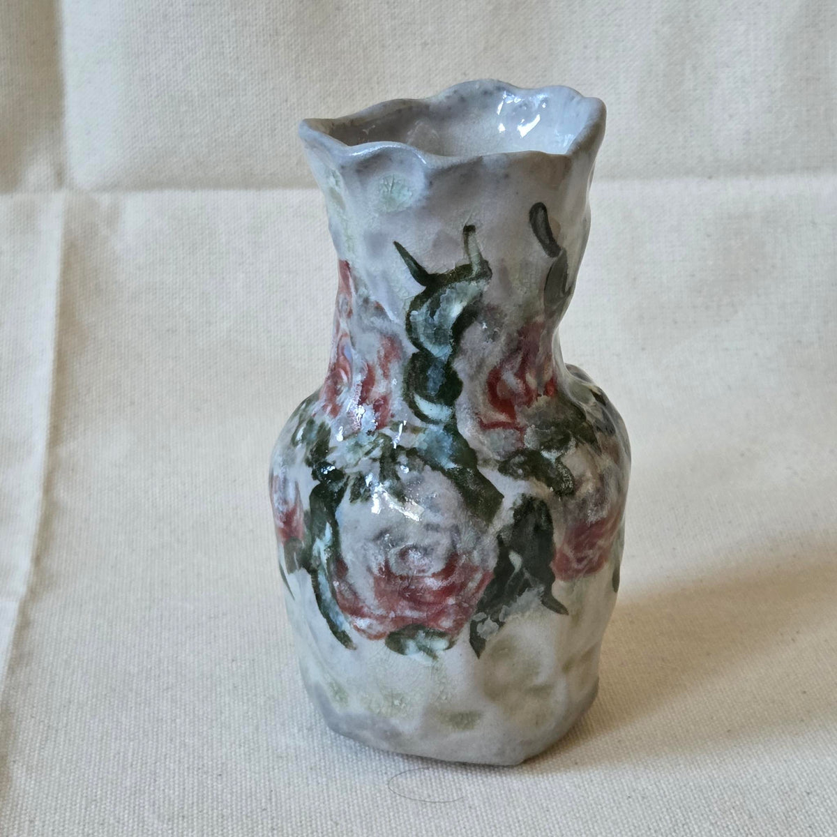 Coil-built Vase - Woodfired / Soda - Rose Season