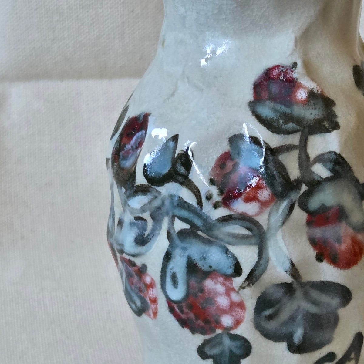 Coil-built Vase - Woodfired / Soda - Strawberry Season
