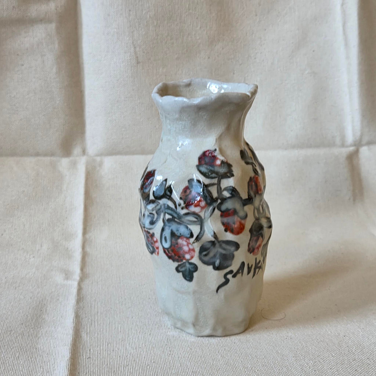 Coil-built Vase - Woodfired / Soda - Strawberry Season