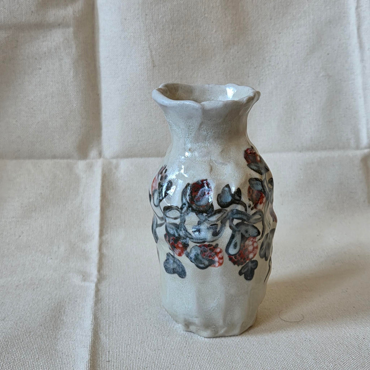 Coil-built Vase - Woodfired / Soda - Strawberry Season