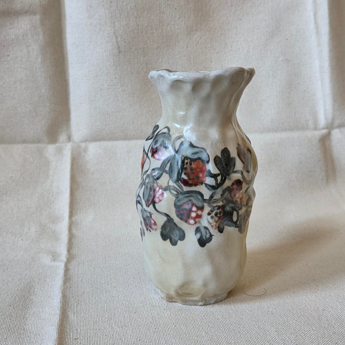Coil-built Vase - Woodfired / Soda - Strawberry Season