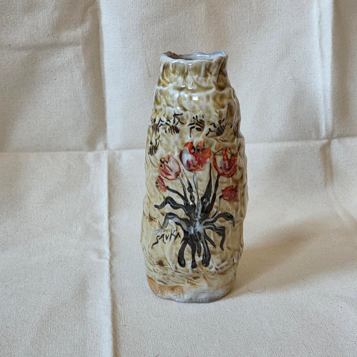 Coil-built Vase - Woodfired / Soda - Tulip Season