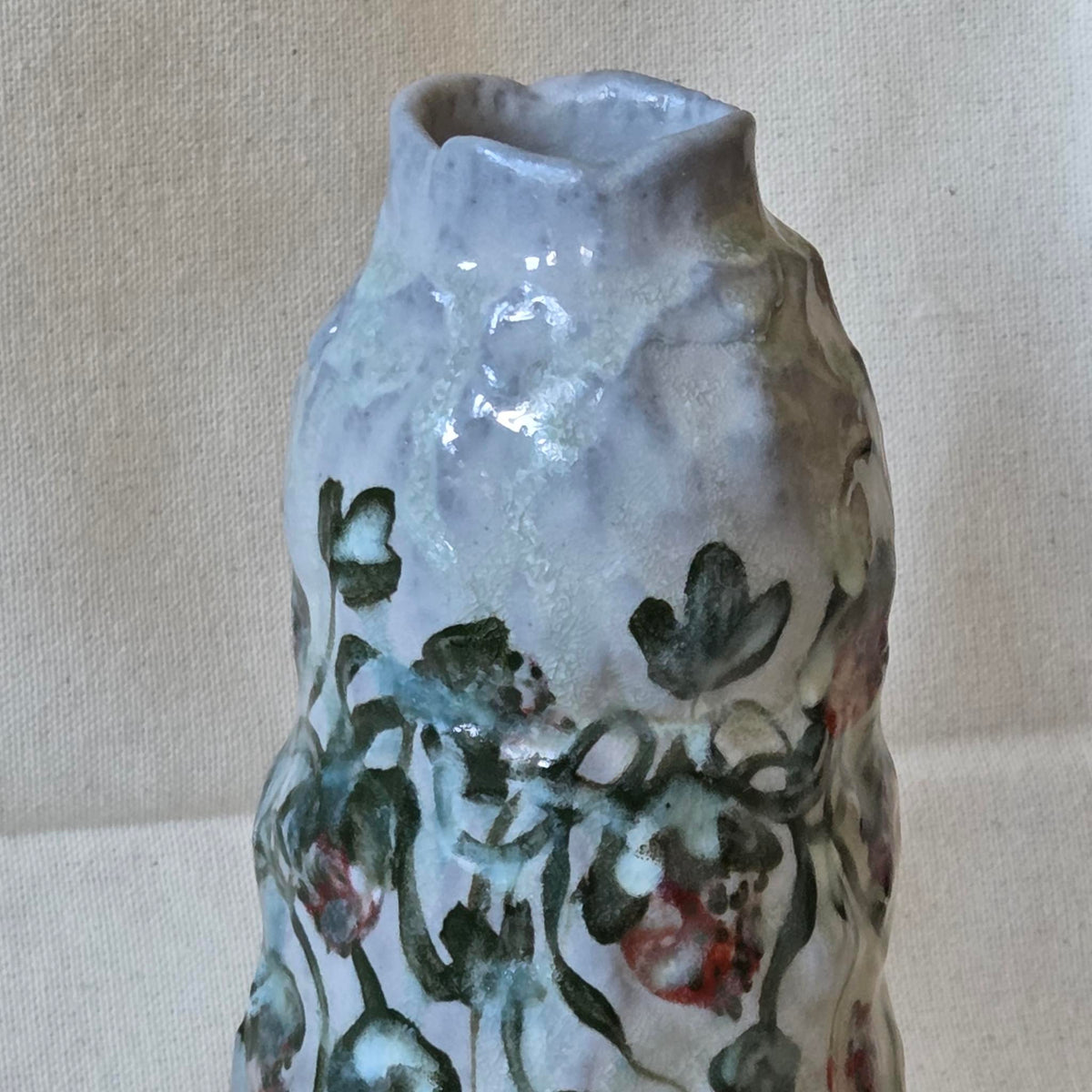 Coil-built Vase - Woodfired / Soda - Strawberry Season ii