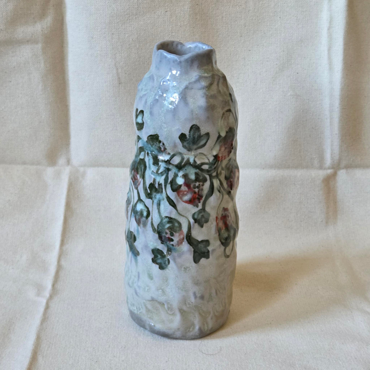 Coil-built Vase - Woodfired / Soda - Strawberry Season ii
