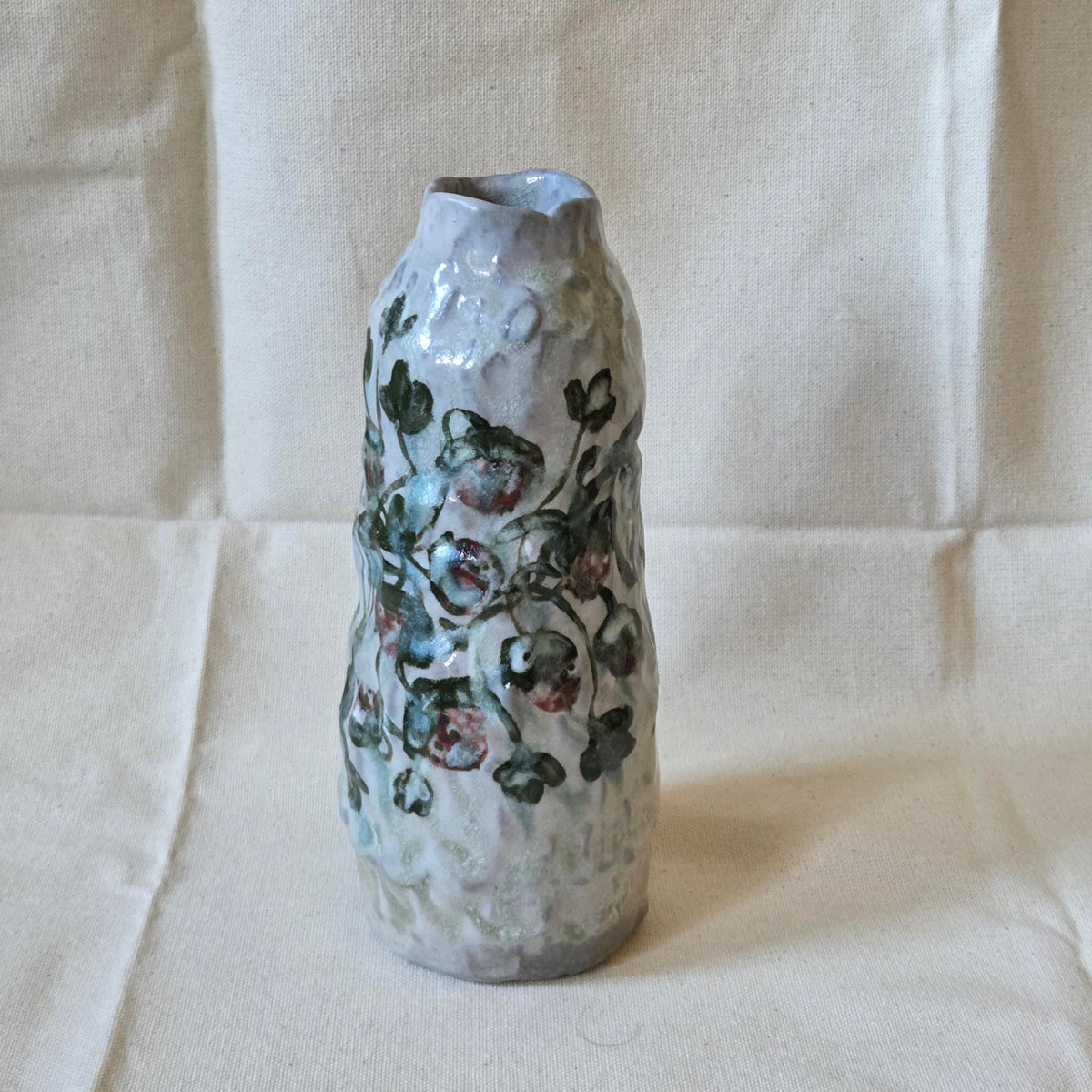 Coil-built Vase - Woodfired / Soda - Strawberry Season ii