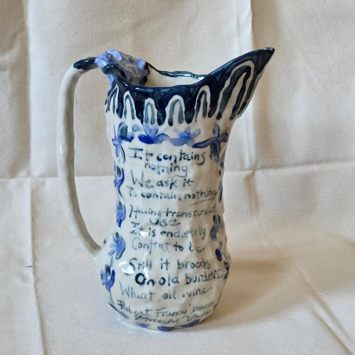 SECONDS - Coil-built Pitcher -  Blue Poem