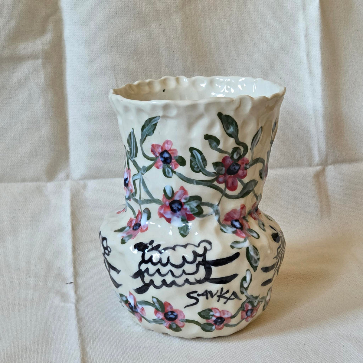 SECONDS - Coil-built Vase -  Prancing Sheep