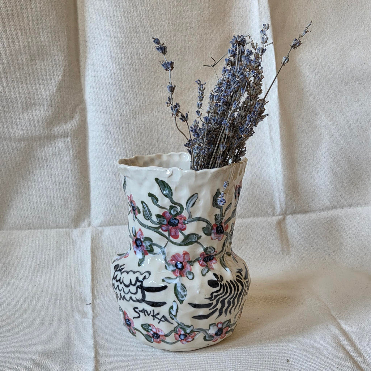 SECONDS - Coil-built Vase -  Prancing Sheep