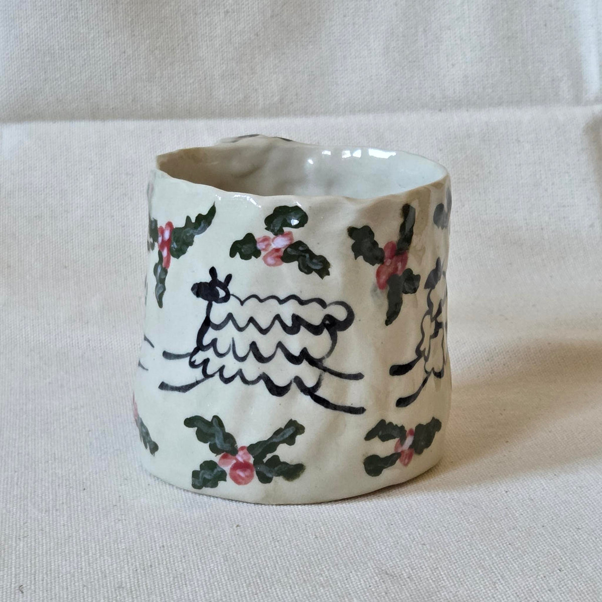 SECONDS - Sweet Size Mug - Sheep with Holly