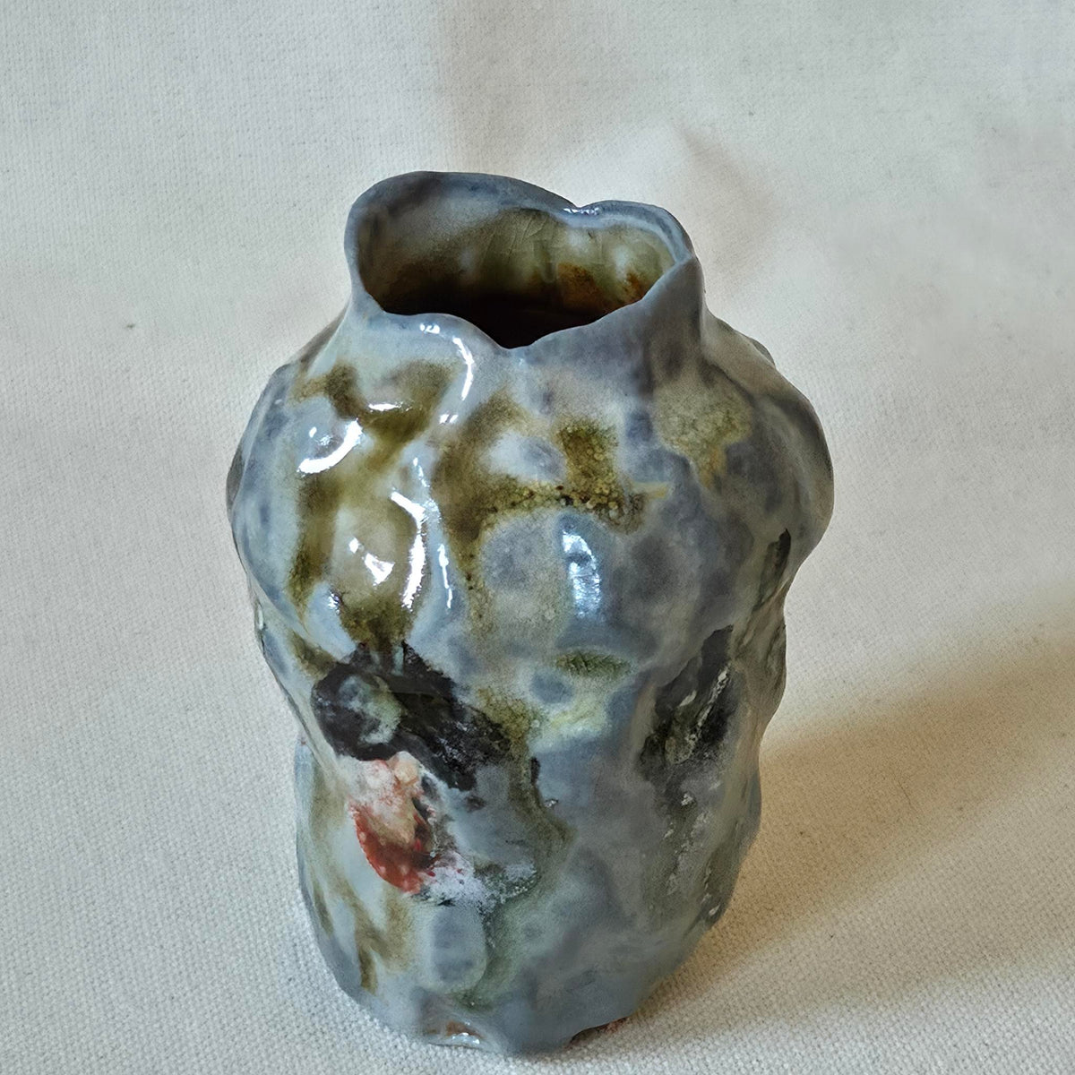 Coil-built Vase - Woodfired / Soda - Strawberry Portrait ii