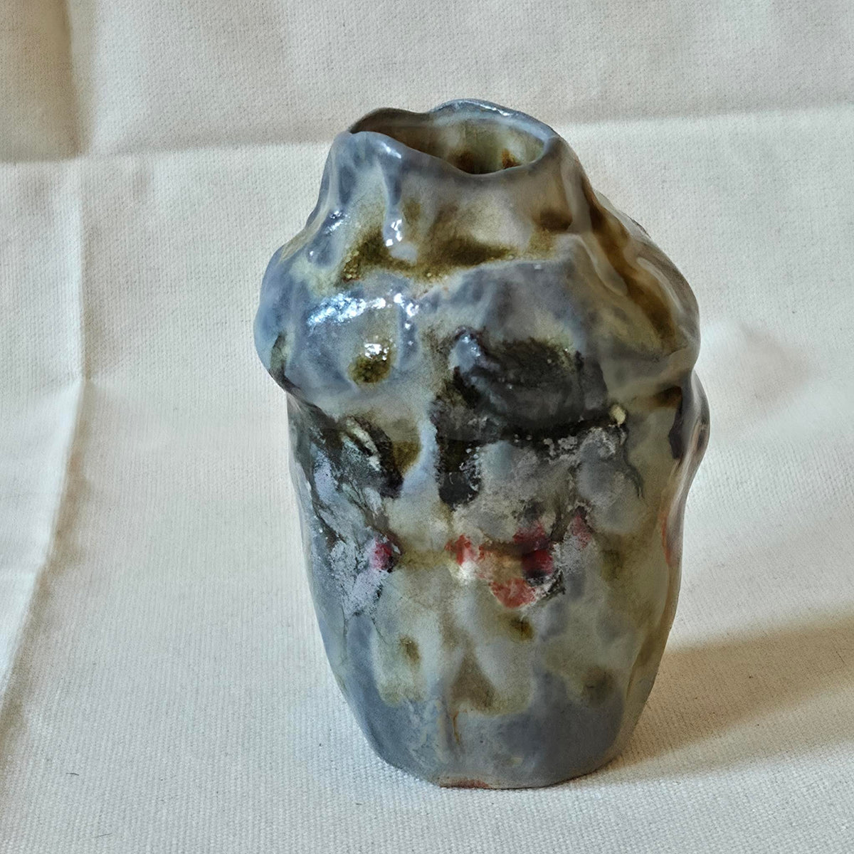 Coil-built Vase - Woodfired / Soda - Strawberry Portrait ii