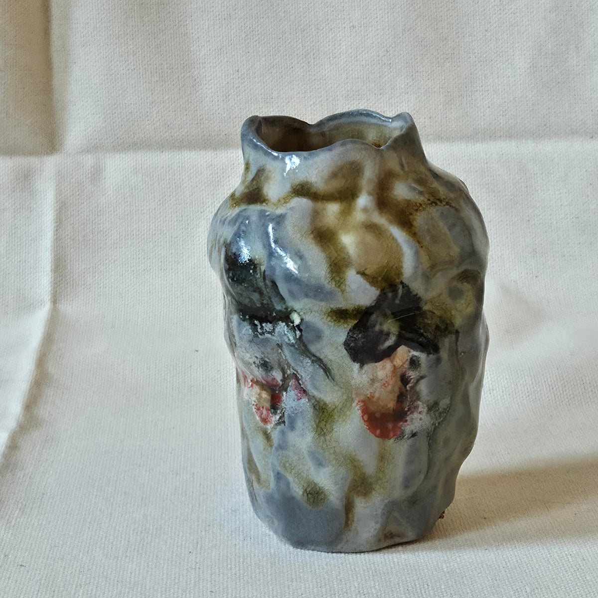 Coil-built Vase - Woodfired / Soda - Strawberry Portrait ii