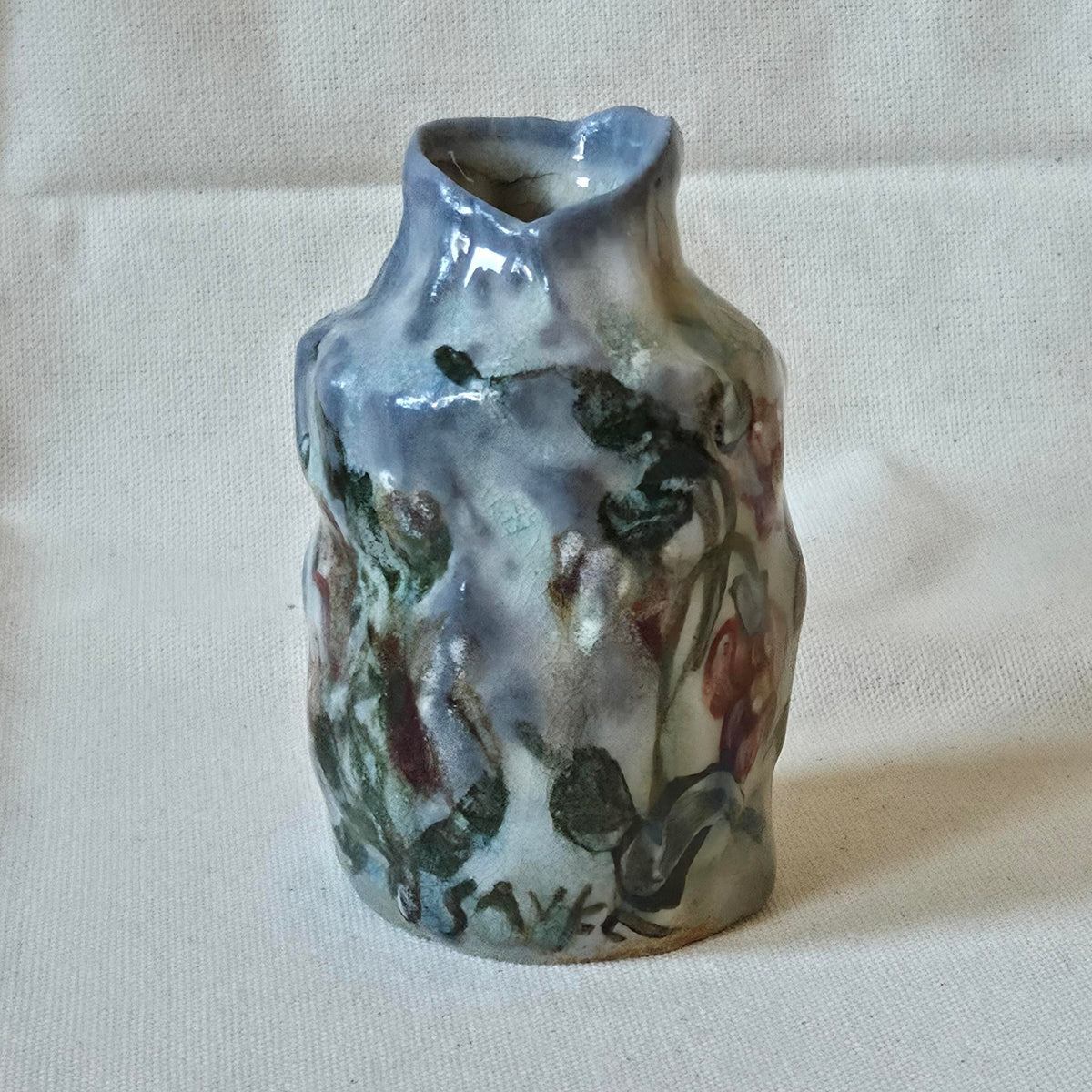 Coil-built Bud Vase - Woodfired / Soda - Pansy Season ii