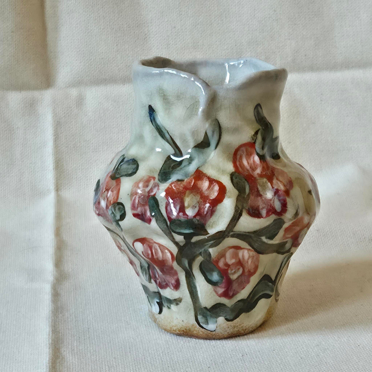 Coil-built Bud Vase - Woodfired / Soda - Pansy Season i