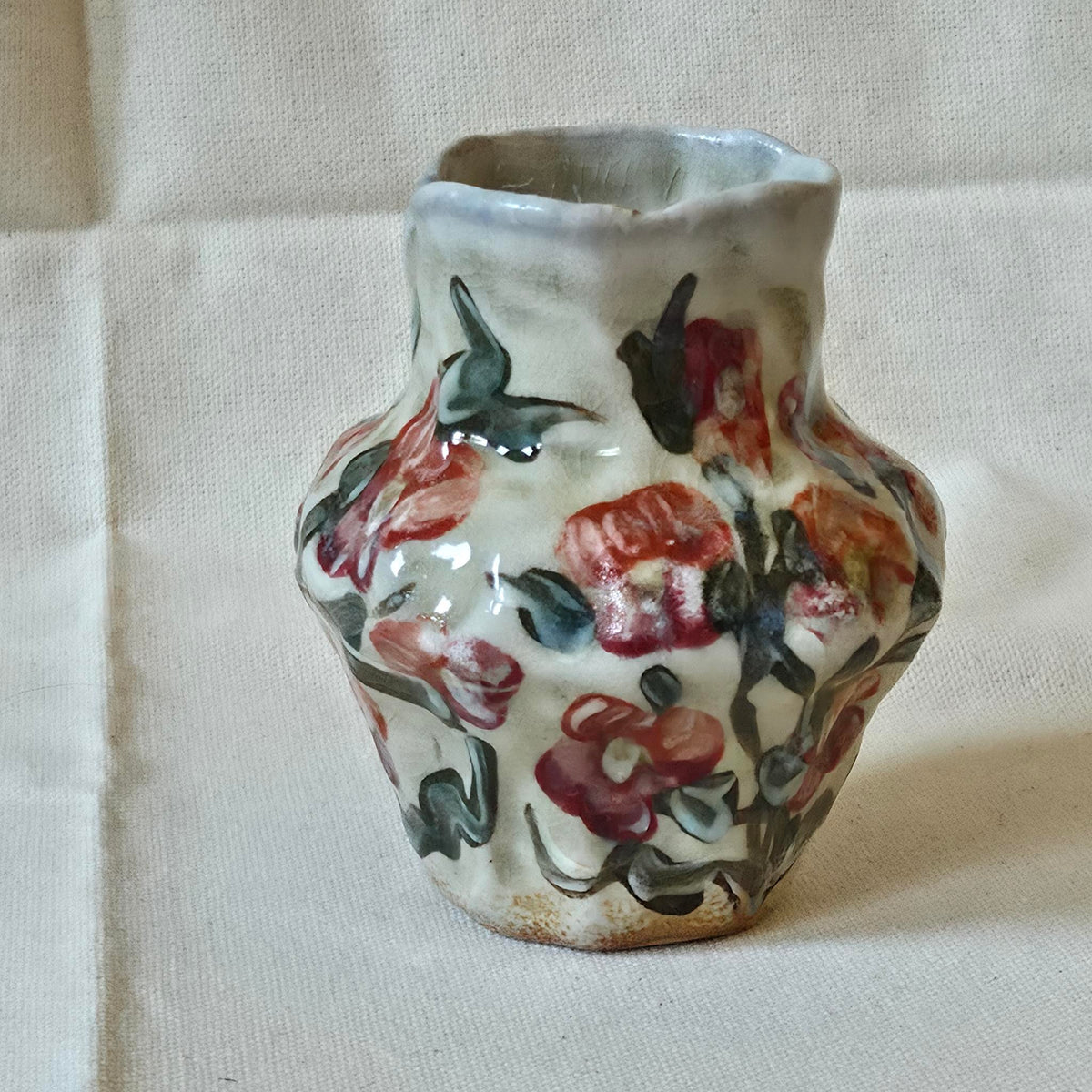 Coil-built Bud Vase - Woodfired / Soda - Pansy Season i
