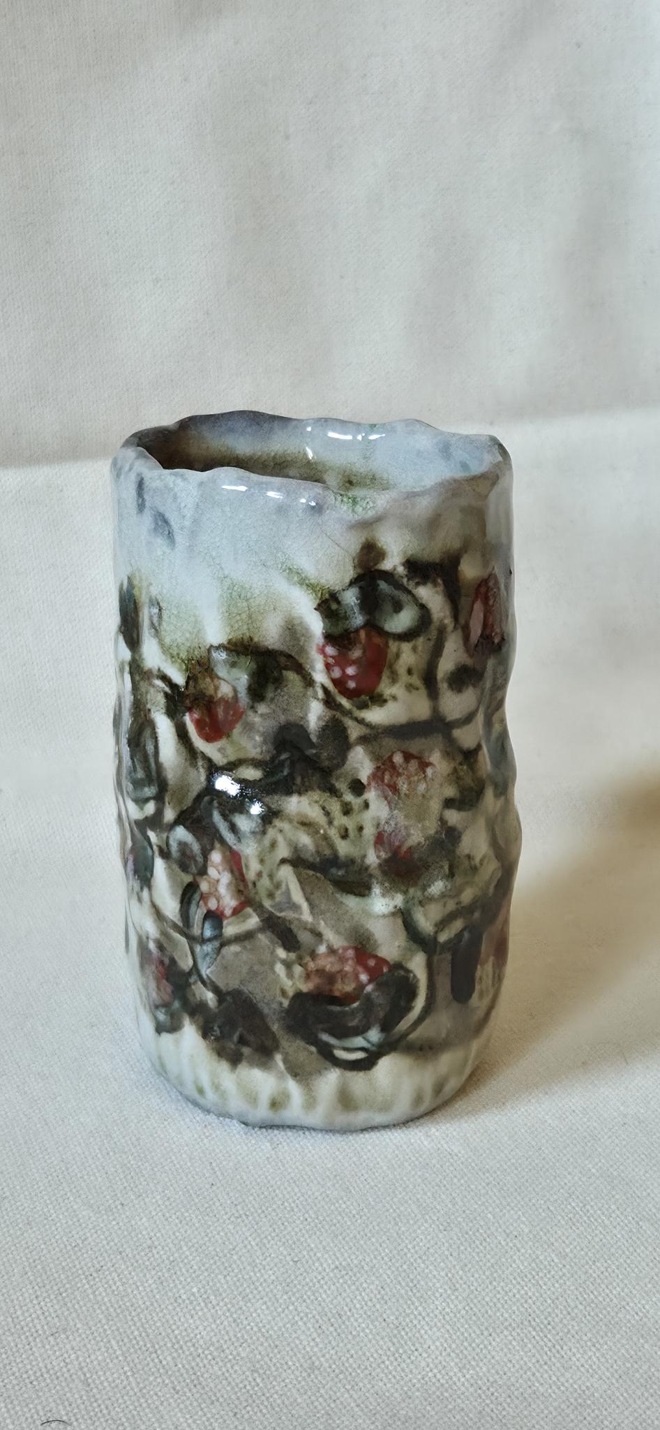 SECONDS - Coil-built Mug - Woodfired / Soda - Strawberry Season iii