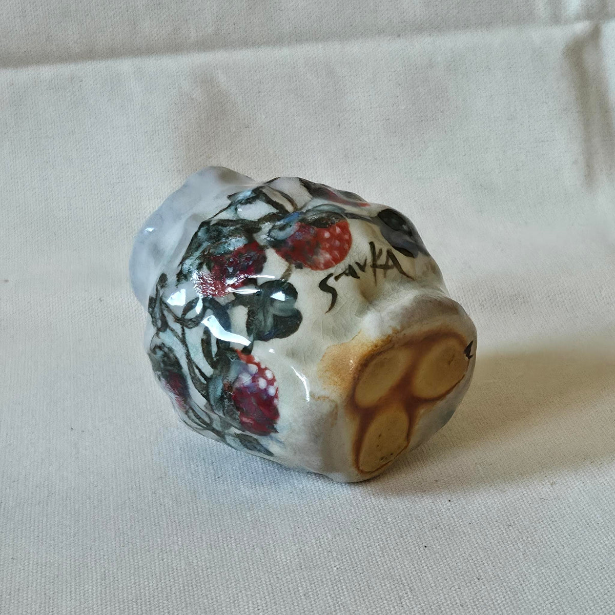 Coil-built Bud Vase - Woodfired / Soda - Strawberry Season ii