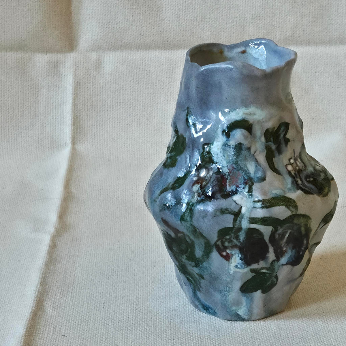 Coil-built Bud Vase - Woodfired / Soda - Strawberry Season i