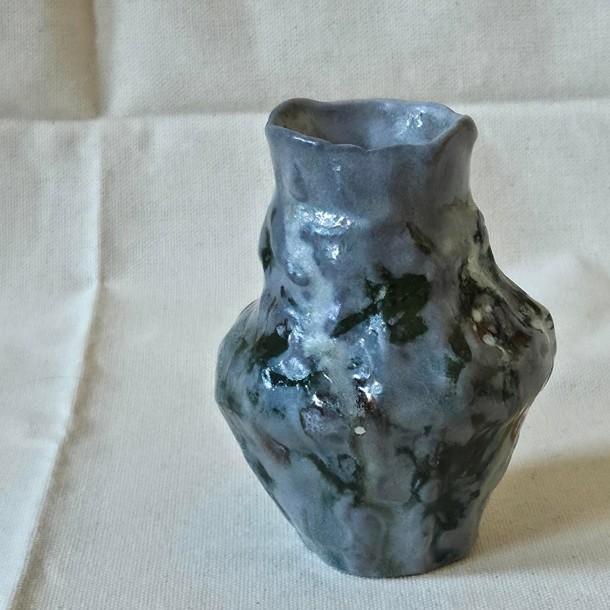 Coil-built Bud Vase - Woodfired / Soda - Strawberry Season i