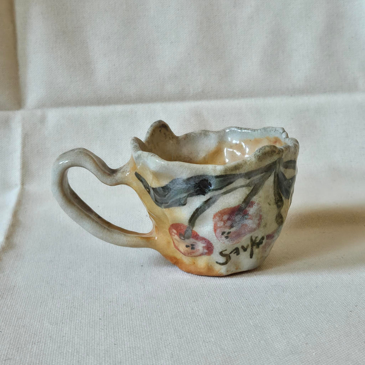 Coil-built Mug - Woodfired / Soda - Cherry Season