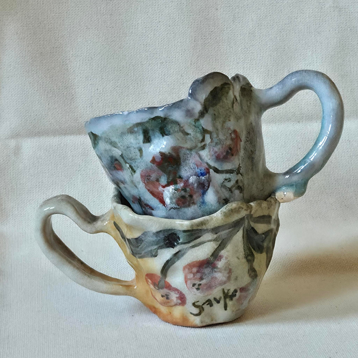 Coil-built Mug -  Woodfired / Soda - Tomato Season