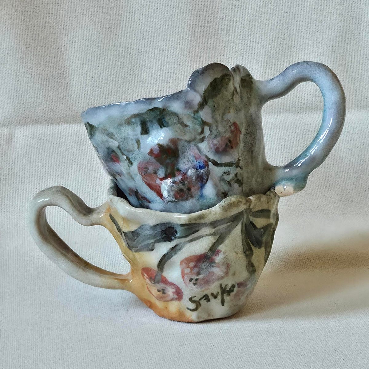 Coil-built Mug - Woodfired / Soda - Cherry Season