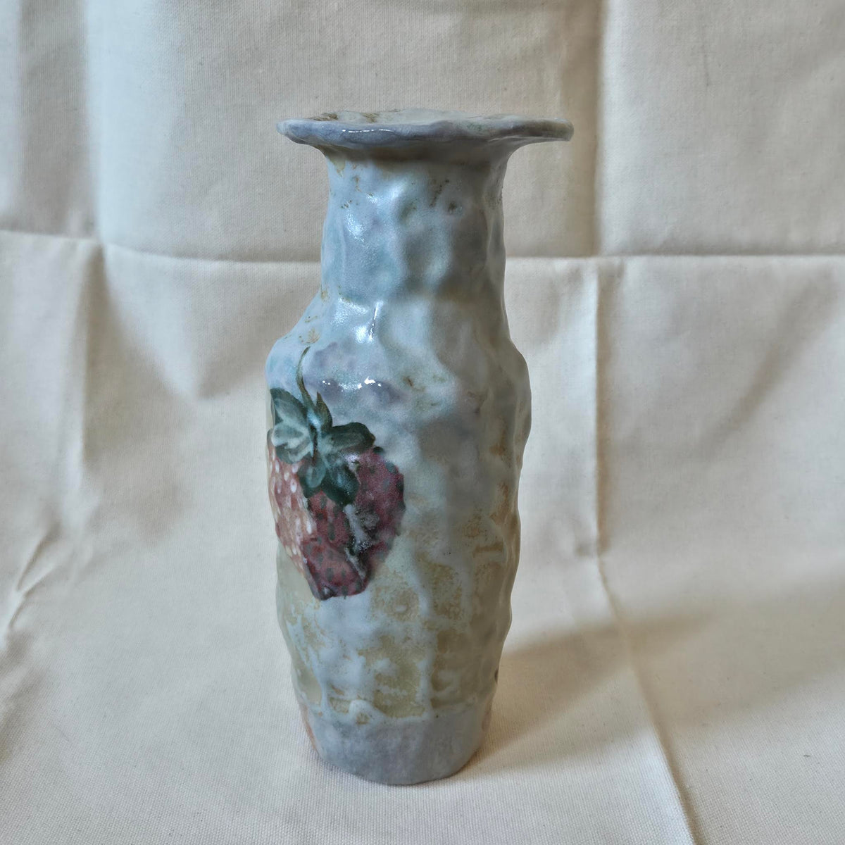 Coil-built Vase - Woodfired / Soda - Strawberry Portrait i
