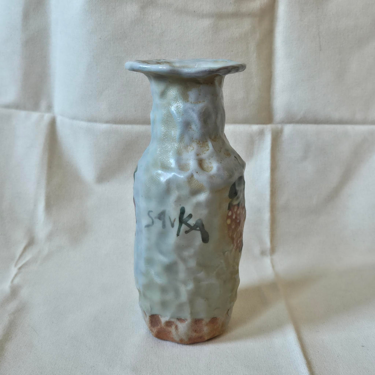 Coil-built Vase - Woodfired / Soda - Strawberry Portrait i