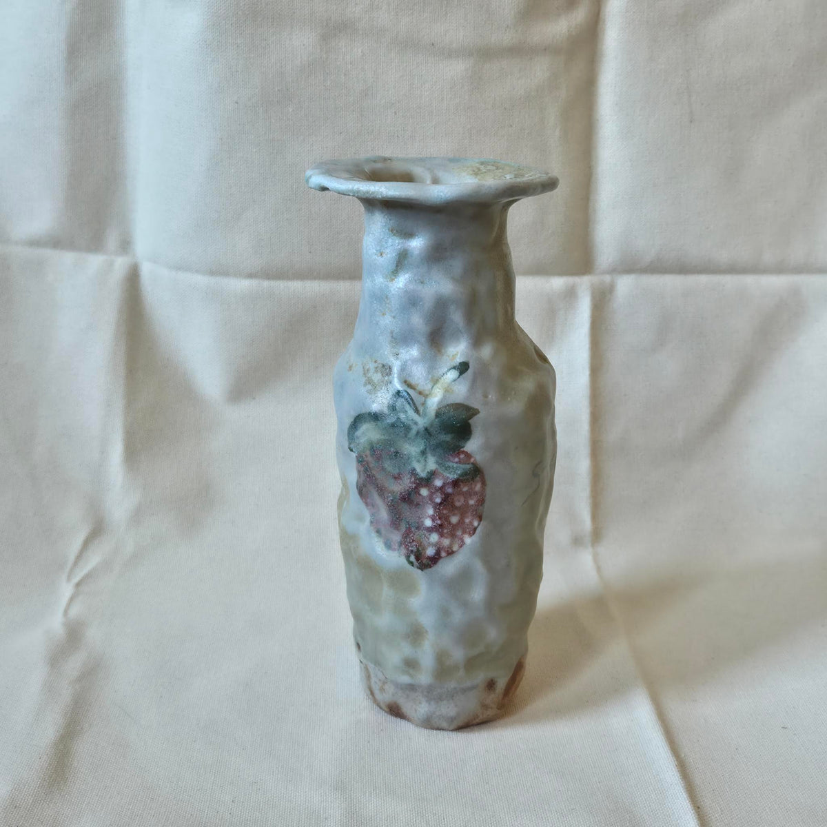 Coil-built Vase - Woodfired / Soda - Strawberry Portrait i