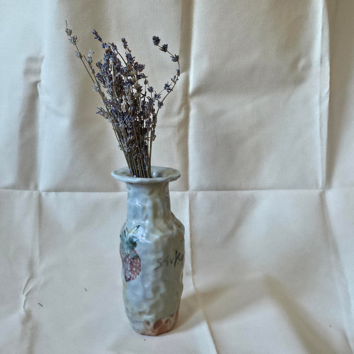 Coil-built Vase - Woodfired / Soda - Strawberry Portrait i
