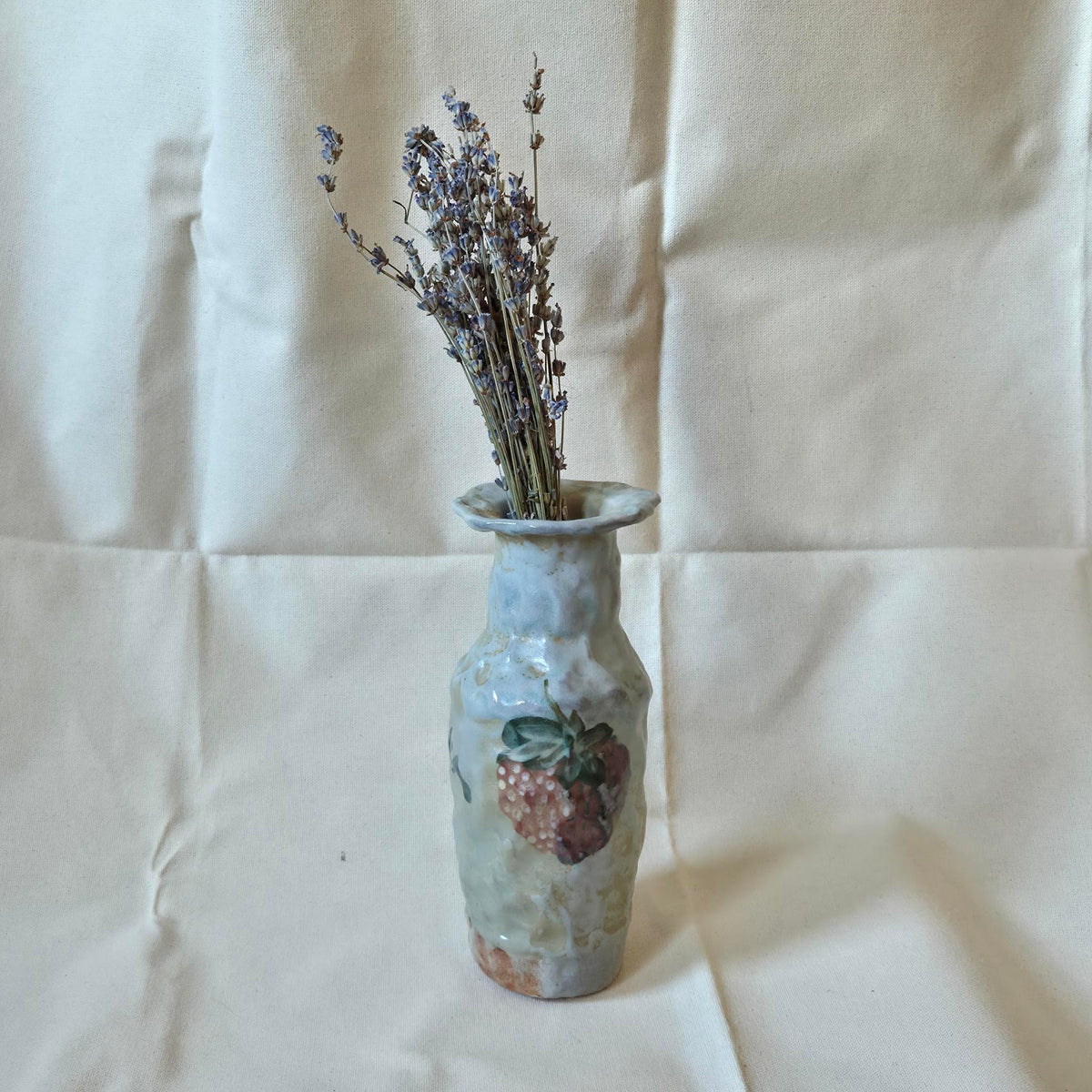 Coil-built Vase - Woodfired / Soda - Strawberry Portrait i